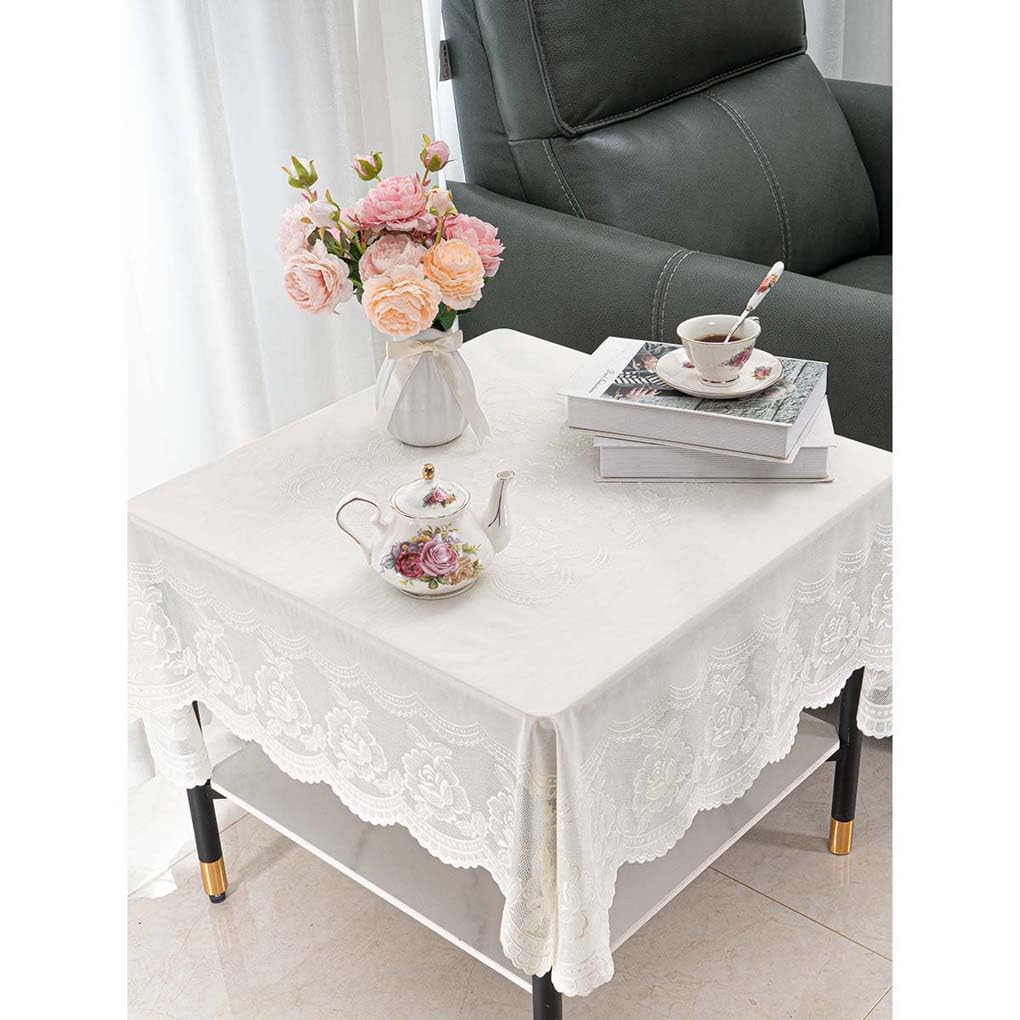 Amazon｜Foxace テーブルクロス ビニール ホワイト 花柄 テーブル